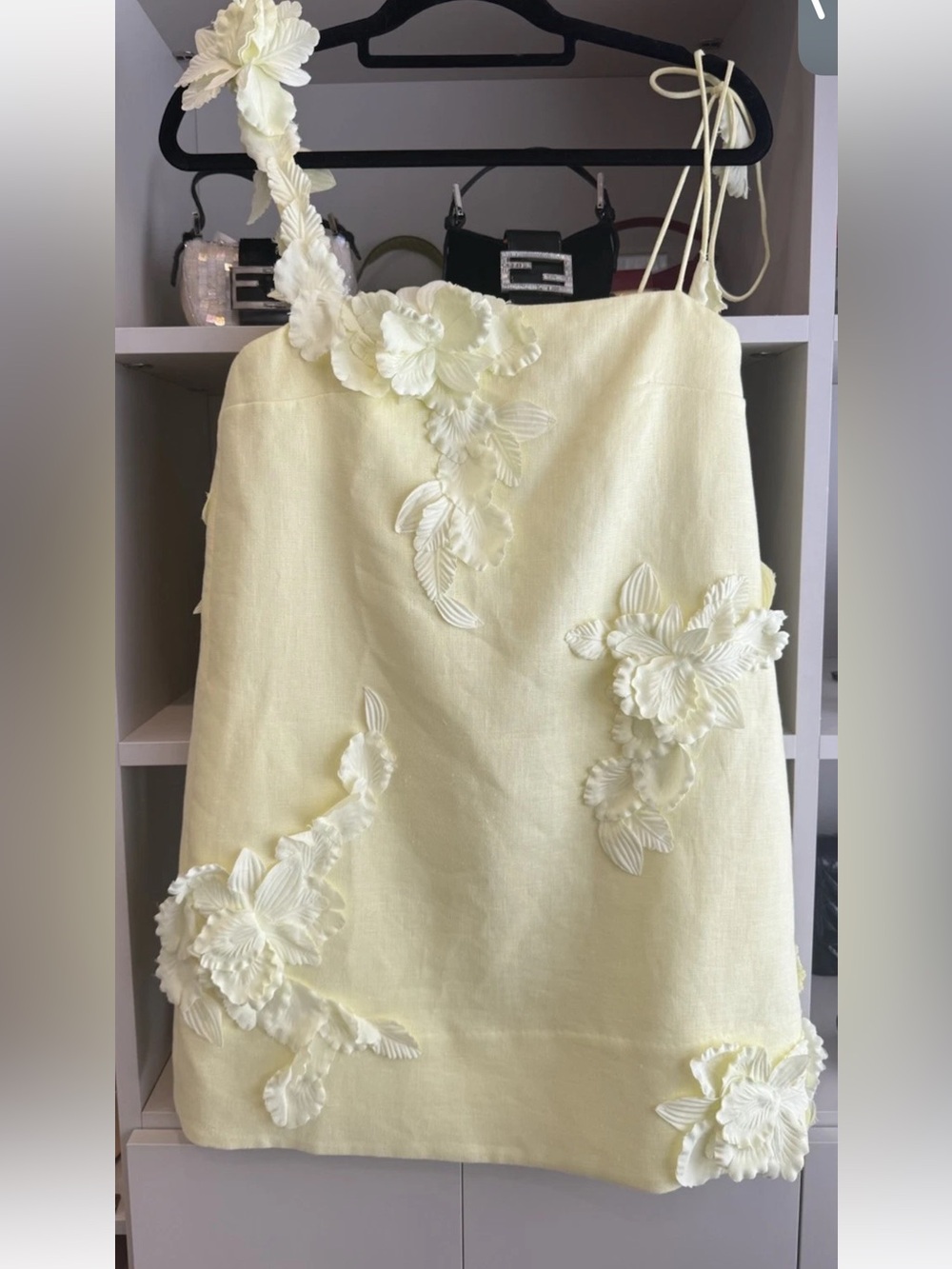 Zimmermann floral High Tide 3d Lift Off yellow Shift Mini Dress, sz 1